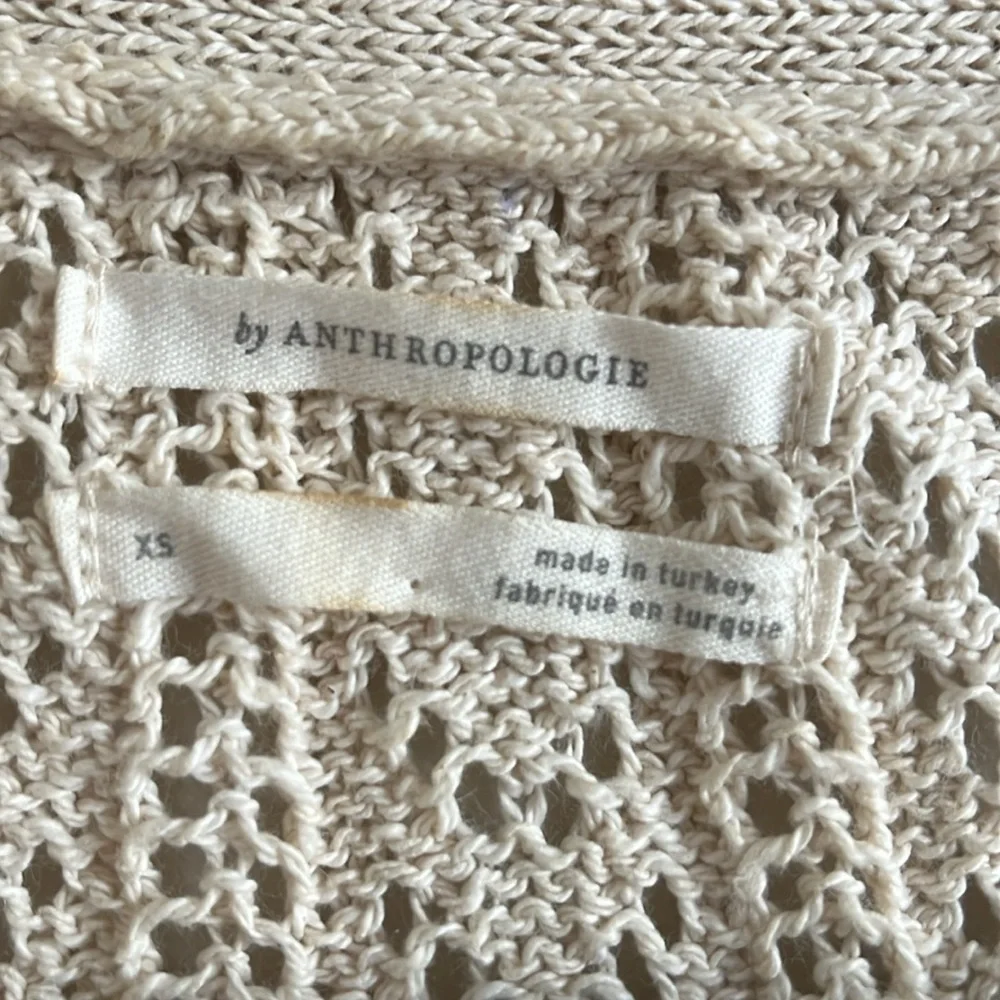 Anthropologie cream/tan XS cropped cardigan button up sweater with matching tank - Picture 4 of 4